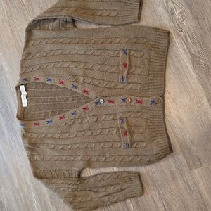 Vintage Robert Scott Ltd Green  Cable Knit Cardigan with Ramie Materials